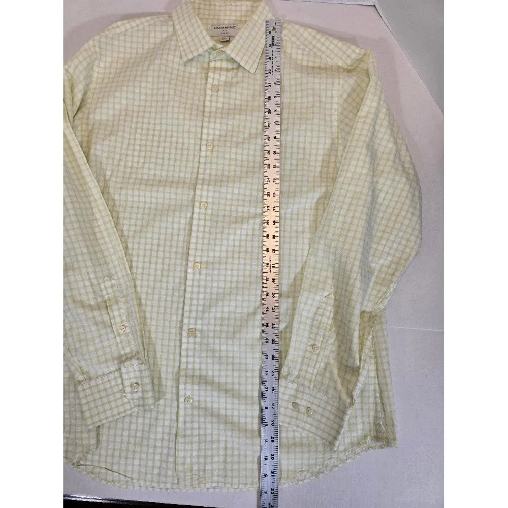 Banana Republic Slim Fit Button Down Shirt Green‎ Checkered XL